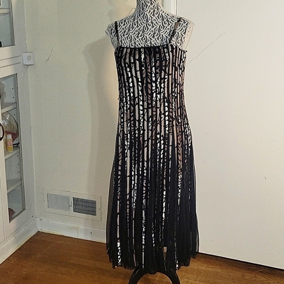 Sleeveless Maxi Dress Black Sheer Overlay Party Cocktail Evening - Picture 1 of 7